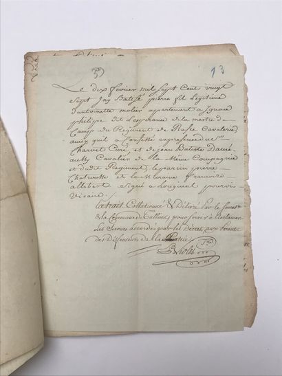 null Certificat de présence (1794). Armée d’Italie. Attribué au citoyen Joseph Clailigne,...