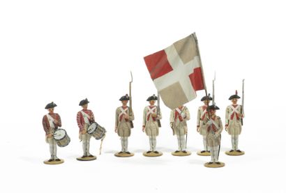 null Métayer. XVIIIème siècle. Régiment de Conti (1786). 1 officier, le drapeau,...