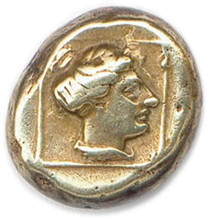 LESBOS - MYTILÈNE 377-326
Tête laurée d’Apollon...