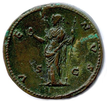 null FAUSTINE Fille 125-130. Sesterce (grand bronze). 29,09 g (Son buste/Venus)....