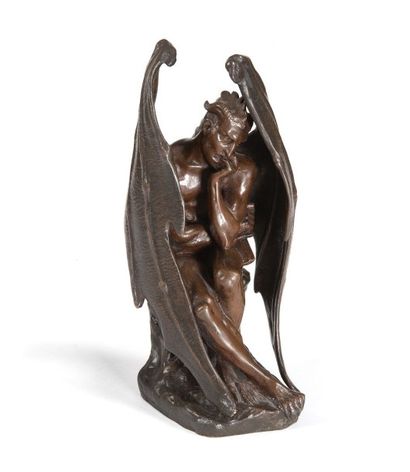 Jean-Jacques FEUCHÈRE Satan. Bronze d'édition de fonte ancienne à patine médaille....