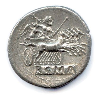 null RÉPUBLIQUE ROMAINE 280-211 avant J.-C. Tête imberbe et laurée de Janus bifrons...