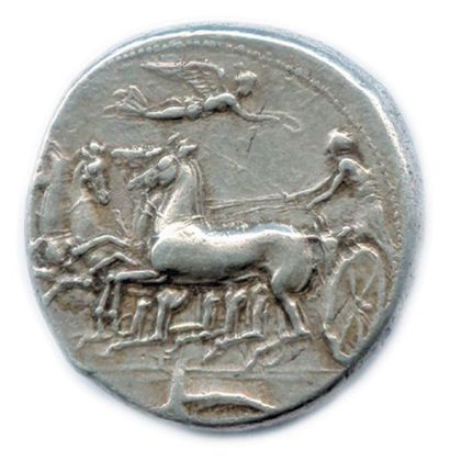 null SICILE - SYRACUSE Règne de Dionysos 399-387 Tête de la nymphe Aréthuse à gauche,...