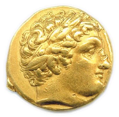 null ROYAUME DE MACÉDOINE - PHILIPPE II 359-336 Tête laurée d'Apollon à droite. R/....