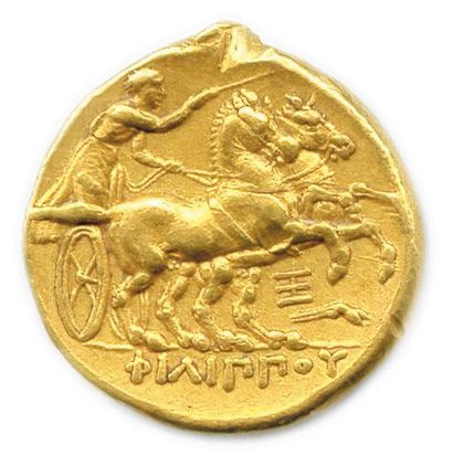 null ROYAUME DE MACÉDOINE - PHILIPPE II 359-336 Tête laurée d'Apollon à droite. R/....