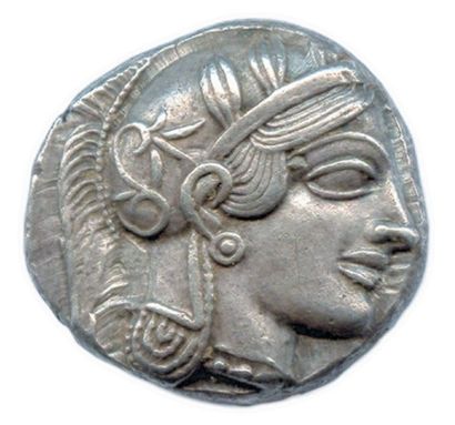 null ATTIQUE - ATHÈNES Époque de Marathon 480-449 Tête de la déesse Athéna à droite,...