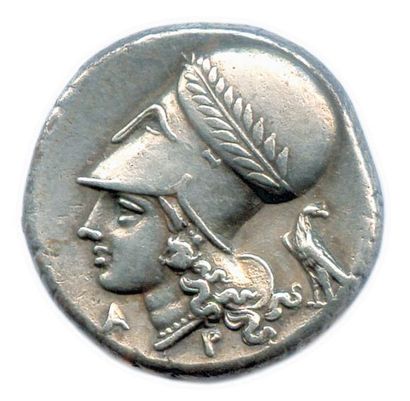 null CORINTHE 386-307 Tête d'Athéna à gauche, coiffée d'un casque corinthien lauré....