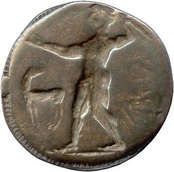 BRUTTIUM - CAULONIA Apollon et cerf. ?. R/. Même type incus.

Nomos ou statère d’argent.

(7,49...