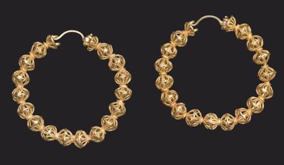 null Paire de grandes boucles d’oreilles.

Or jaune.

Art Byzantin, VIe?me - VIIe?me...