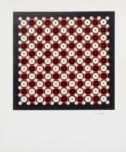 null Lucienne LHERM (1924-2003).

Composition disques noirs et blancs et demi-sphères...