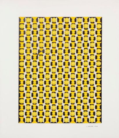 null Lucienne LHERM (1924-2003).

Composition demi-sphères blanches et jaunes sur...