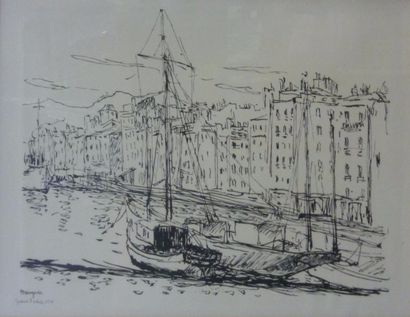 null Henri Charles MANGUIN (1874-1949).

Bateaux au port.

Lithographie, annotée...
