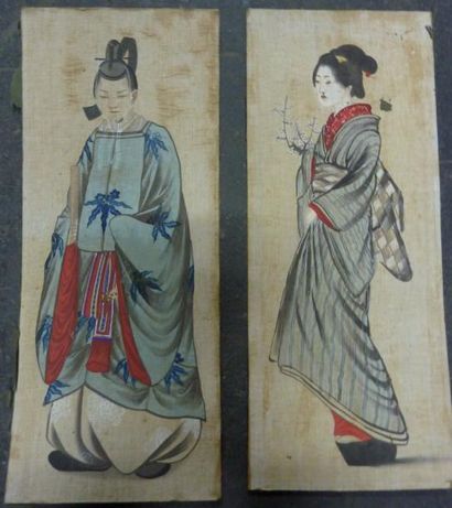 null DEUX PEINTURES sur soie figurant un homme et une femme.

Chine, XXème siècle.

76...