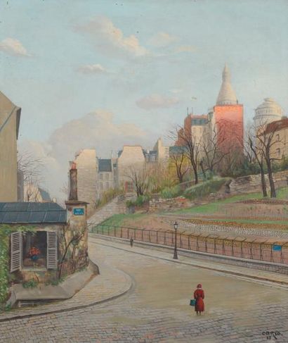 null Louis CARIO (1889-1941).
Montmartre, rue des Saules.
Huile sur toile, signée...