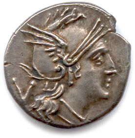 null ANONYMES 211-209

Tête de Rome. R/. Les Dioscures.

Quinaire d’argent.(1,97...