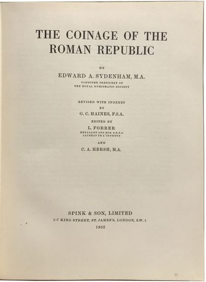 null SYDENHAM Edward

1 VOLUME (relié toilé bleu). 

The Roman Republican Coinage....