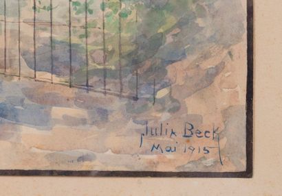 Julia Beck Julia BECK (1853-1935) - Sainte Vierge et l'enfant - Aquarelle signée...