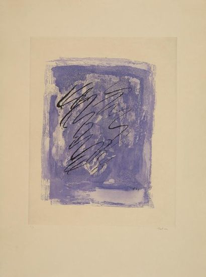 Jean FAUTRIER Jean FAUTRIER (1898-1964) - Griffure sur fond violet - Eau forte aquatinte...
