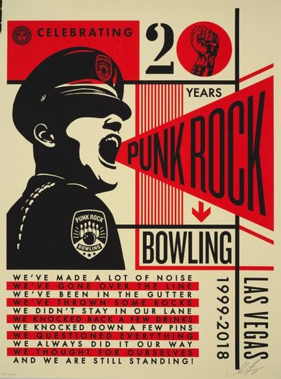 Shepard FAIREY Shepard FAIREY (1960) - Punk Rock Bowling - Sérigraphie signée et...