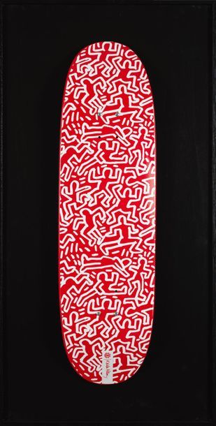 KEITH HARING Keith HARING (1958-1990) - Sans titre, 1990 (fond rouge) - Impression...