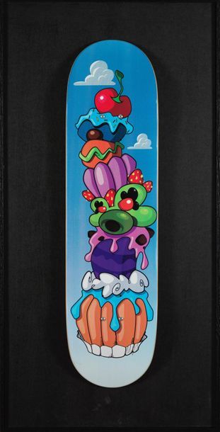 GUM GUM (né en 1976)- Space cake - Impression sur skateboard - Numéroté 22/30 daté...