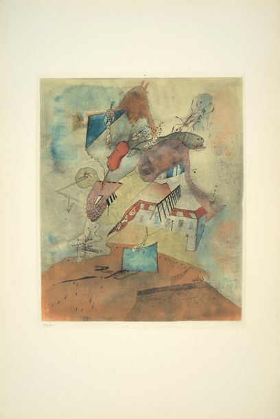 Otto WOLS Otto WOLS (1913 - 1951) - Le Camp les Milles, 1940 - Gravure en couleurs...