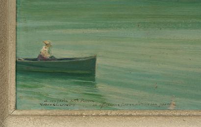 Victor Charreton Victor CHARRETON (1864-1936) - Promenade en barque sur le lac de...
