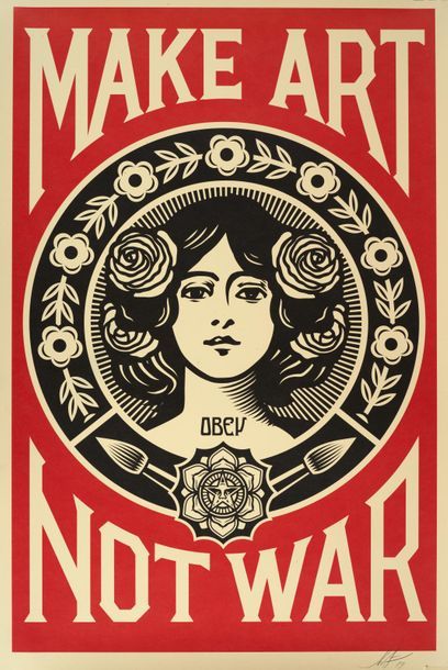 Shepard FAIREY Shepard FAIREY dit OBEY (1970) Make Art no War - lithographie signée...