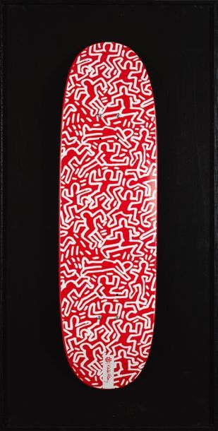 KEITH HARING Keith HARING (1958-1990)- Sans titre, 1990 (fond rouge) - Impression...