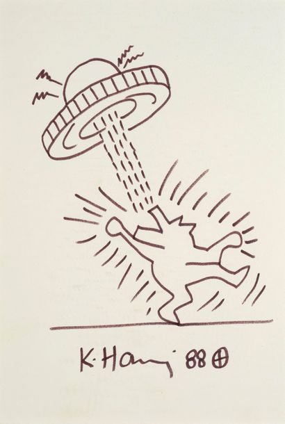 KEITH HARING Keith HARING (1958-1990) - Ufo & Wolf - Dessin au feutre sur papier...