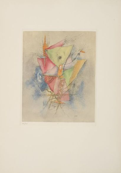 Otto WOLS Otto WOLS (1913 - 1951) - Des voiles déchirées - Gravure en couleurs signée...