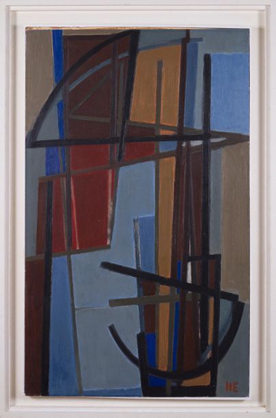 Helge Ernst Helge ERNST (1916-1991) - Composition - Oil on panel - Monogram "HE"...