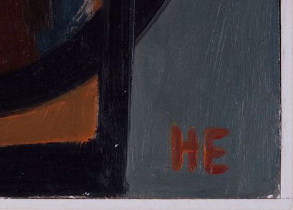 Helge Ernst Helge ERNST (1916-1991) - Composition - Huile sur panneau - Monogrammée...