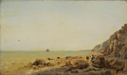 Auguste Louis Veillon Auguste Louis VEILLON (1834-1890) - Bord de mer - Huile sur...