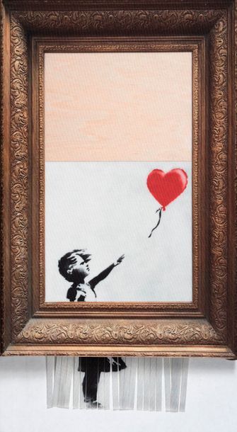 BANKSY Girl With Balloon, Love Is In The Bin Canvas Lithograph Limited - 22 x 26...