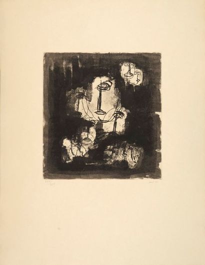 Jean FAUTRIER Jean FAUTRIER (1898-1964) - Hostages on a black background, after "Fautrier,...