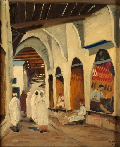 Yahia TURKI Yahia TURKI (1902-1969) - Popular scene - Oil on canvas signed on the...