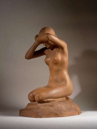 Stanislas LAMI Stanislas LAMI (1858-1944) - Première faute - Sculpture en terre cuite...