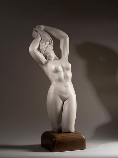 GIRAUD Vallauris GIRAUD VALLAURIS - Nude with raised arms - Enamelled ceramic - H:...