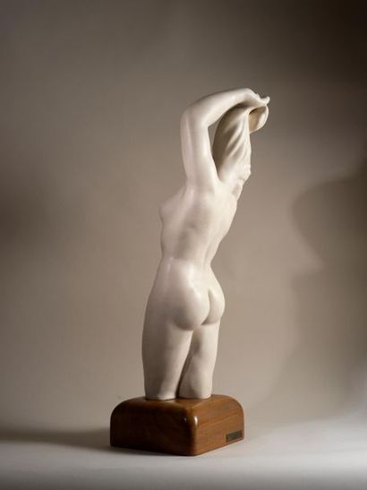 GIRAUD Vallauris GIRAUD VALLAURIS - Nude with raised arms - Enamelled ceramic - H:...