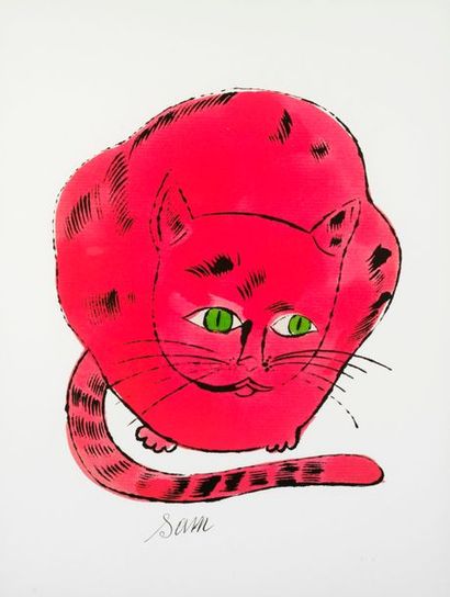 ANDY WARHOL Andy WARHOL (D'après) - Sam Red cat - Offset lithographie - Tampon de...