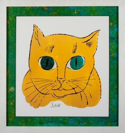 ANDY WARHOL Andy WARHOL (D'après) - Sam Yellow cat - Offset lithographie - Tampon...
