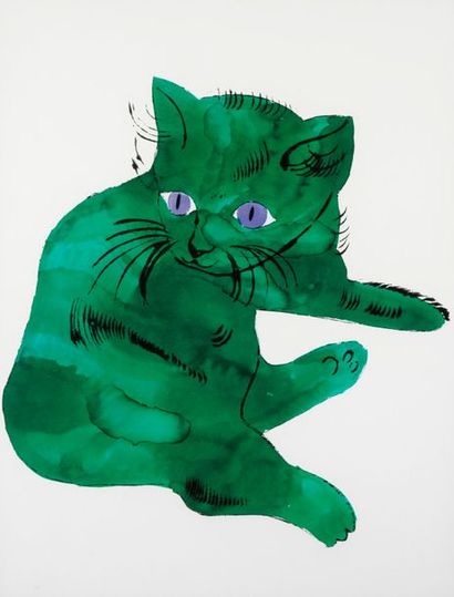 ANDY WARHOL Andy WARHOL (D'après) - Sam Green cat - Offset lithographie - Tampon...
