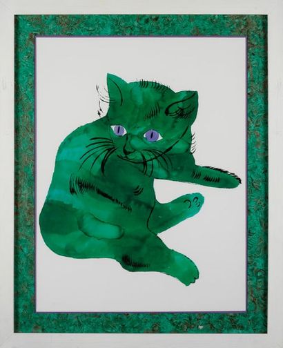 ANDY WARHOL Andy WARHOL (D'après) - Sam Green cat - Offset lithographie - Tampon...