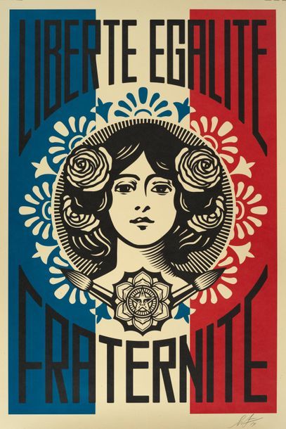 Obey Shepard FAIREY dit OBEY (1970) - Make Art Not War - Color poster signed in pencil...