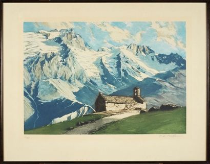 Charles CONTENCIN Charles CONTENCIN (1898-1955) - paysage alpin - Aquatinte signée...