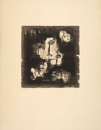 Jean FAUTRIER Jean FAUTRIER (1898-1964) - Study of Hostages - Etching on ancient...