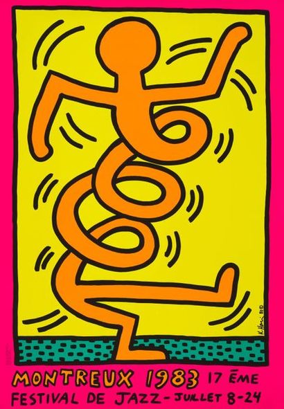 KEITH HARING Keith HARING From - Montreux Jazz Festival - Silkscreen poster - 99...