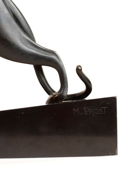 Maurice PROST Maurice PROST (1894-1967)- Panthère marchant - Bronze à patine noire...