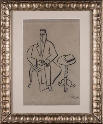 Roger de LA FRESNAYE Roger de LA FRESNAYE (1885-1925) Homme assis au guéridon - Dessin...